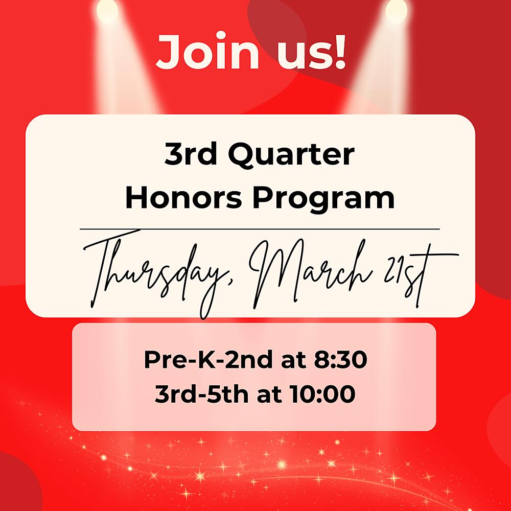 Join us for our 3rd Quarter Honors Program! | Hamilton Elementary School