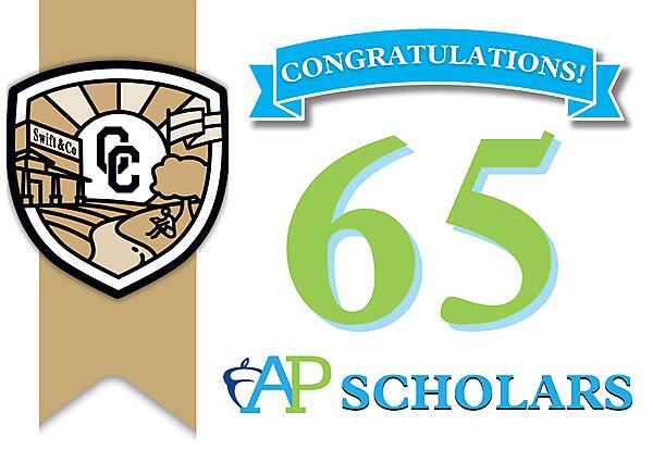 Decorative graphic - Congratulations to our 65 AP Scholars