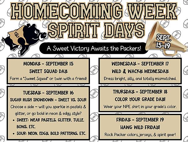 Image of Packer and Homecoming Week Spirit Days