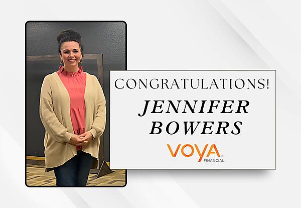decorative graphic - Congratulations Jennifer Bowers - Voya Financial