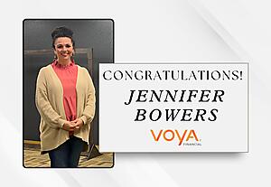 decorative graphic - Congratulations Jennifer Bowers - Voya Financial