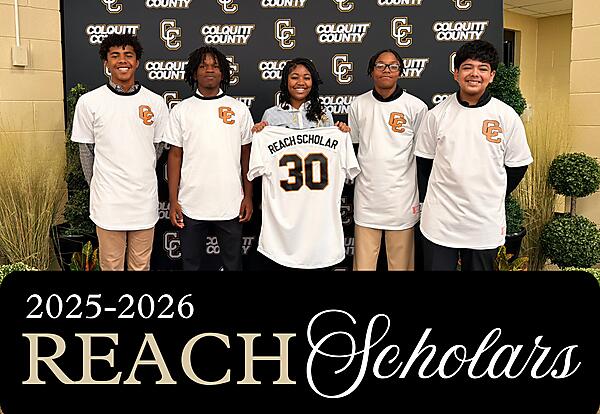 Decorative Graphic: 2025-2026 Reach Scholars 
Left to right: Daylen Peebles, Xylan Spivey, Arrianna Hill, Brycen Dixon, and Kevin Roque-Arroyo