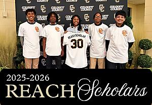 Decorative Graphic: 2025-2026 Reach Scholars 
Left to right: Daylen Peebles, Xylan Spivey, Arrianna Hill, Brycen Dixon, and Kevin Roque-Arroyo