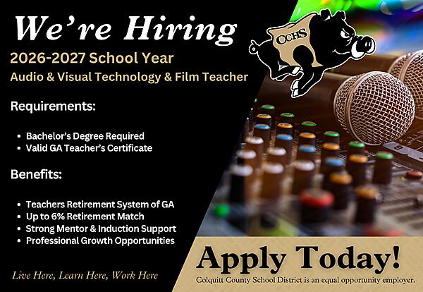 We're Hiring for the 26-27 school year - Audio & Visual Technology & Film Teacher