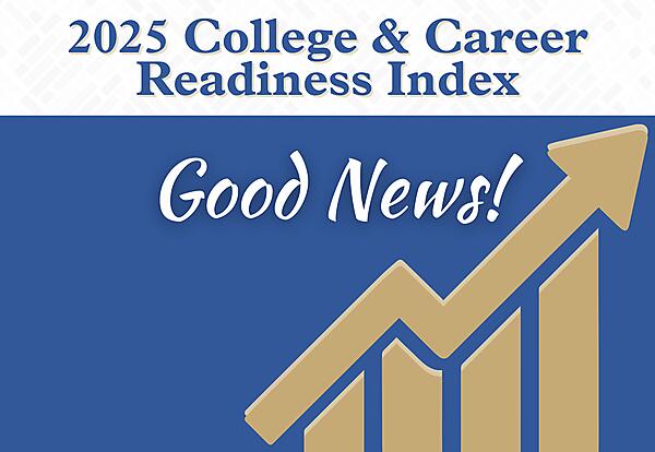 202 College and Career Readiness Index - Good News with an arrow pointing upwards. 