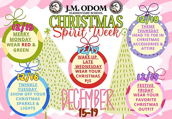 Christmas Spirit Week Dress Up Flyer