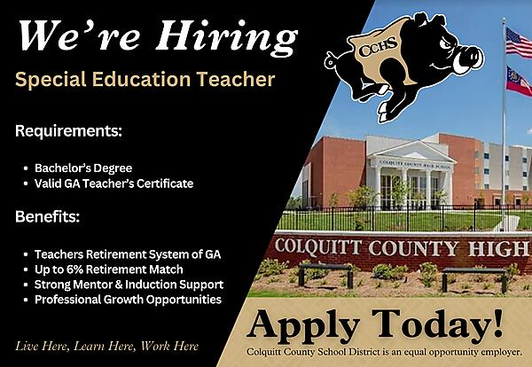 CCHS Job opening for Special Education Teacher.