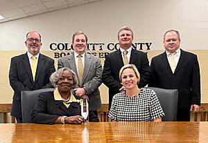 Colquitt County Board of Education Members pictured with Exemplary Board award.
