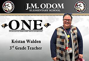 O.N.E. Medal Recipient Decorative photo of Kristan Walden 3rd grade teacher
