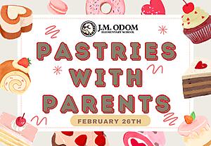 Pastries with parents decorative flyer