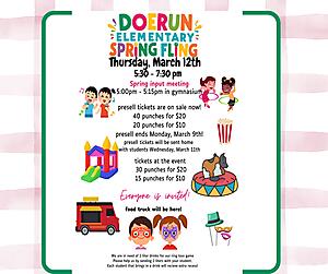 Join us on Thursday, March 12th from 5:30–7:30 PM for a fun-filled evening for the whole family!

 Spring Input Meeting: 5:00–5:15 PM in the gym

 Presale Tickets (on sale now!)
• 40 punches for $20
• 20 punches for $10
 Presale ends Monday, March 9th
 Presale tickets will be sent home Wednesday, March 11th

 Tickets at the Event:
• 30 punches for $20
• 15 punches for $10

- Bounce houses
- Games (including ring toss!)
 -Fun activities
 -Snacks
 -Food truck will be on site

 Everyone is invited!

 We are also in need of 2-liter drinks for our ring toss game. Please send them in with your student. Each student who brings a drink will receive extra recess!

We can’t wait to see everyone there!