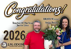 Congratulations Teacher of the Year Justin Liles and Bravo Winner Anita Rojas decorative