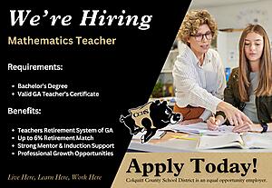 We're hiring a mathematics teacher. 