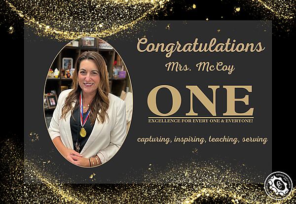Congratulation Mrs. McCoy for being our ONE medal recipient.