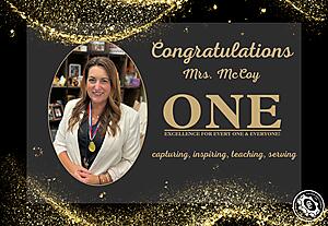 Congratulation Mrs. McCoy for being our ONE medal recipient.