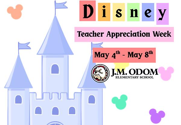 Decorative flyer for Teacher Appreciation week 5/4-5/8 at JM Odom Elementary