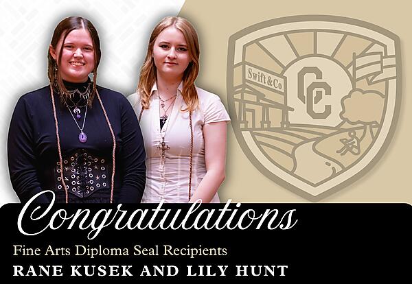 Congratulations Fine Arts Diploma Seal Recipients Rane Kusek and Lily Hunt