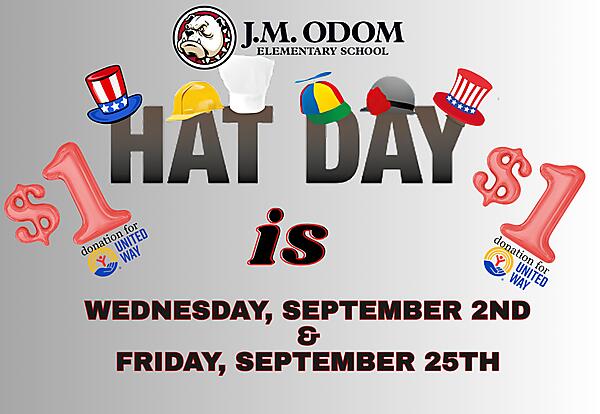 Decorative image for Hat days on Wednesday September 2nd and Friday September 25th.