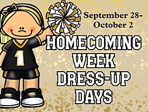 Homecoming Week Dress-Up Days decorative graphic for Norman Park Elementary, September 28–October 2.
