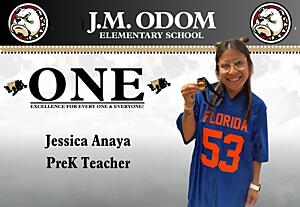 Decorative image of ONE medal recipient Jessica Anaya.