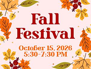 Colorful fall-themed graphic promoting Norman Park Elementary’s Fall Festival on October 15 from 5:30–7:30 PM.