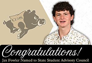 Congratulations Jax Fowler Named to State Student Advisory Council