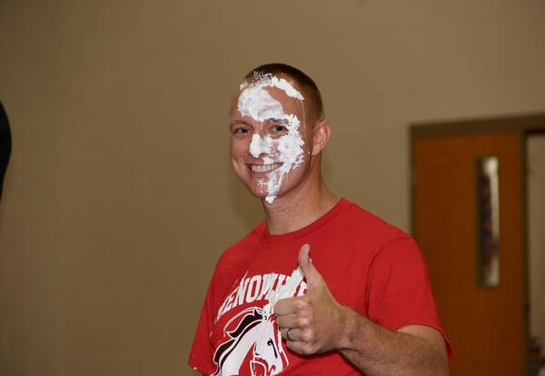 Principal Boyer Gets Face Full of  Whipped Cream Pies