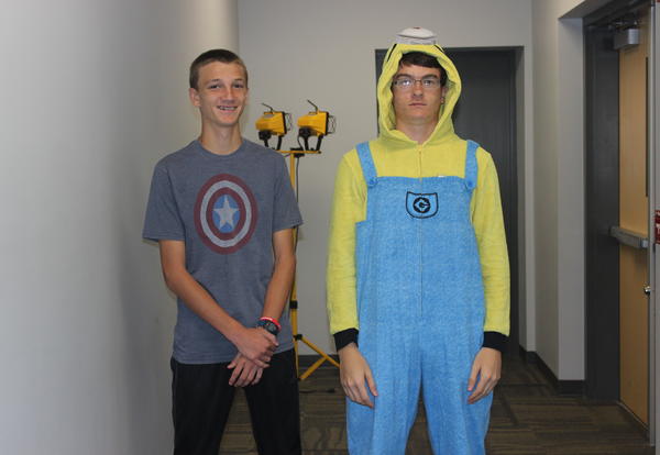 2 PHS students dressed up for TV/Movie Character Day. Captain America and Mike from Monsters, Inc.