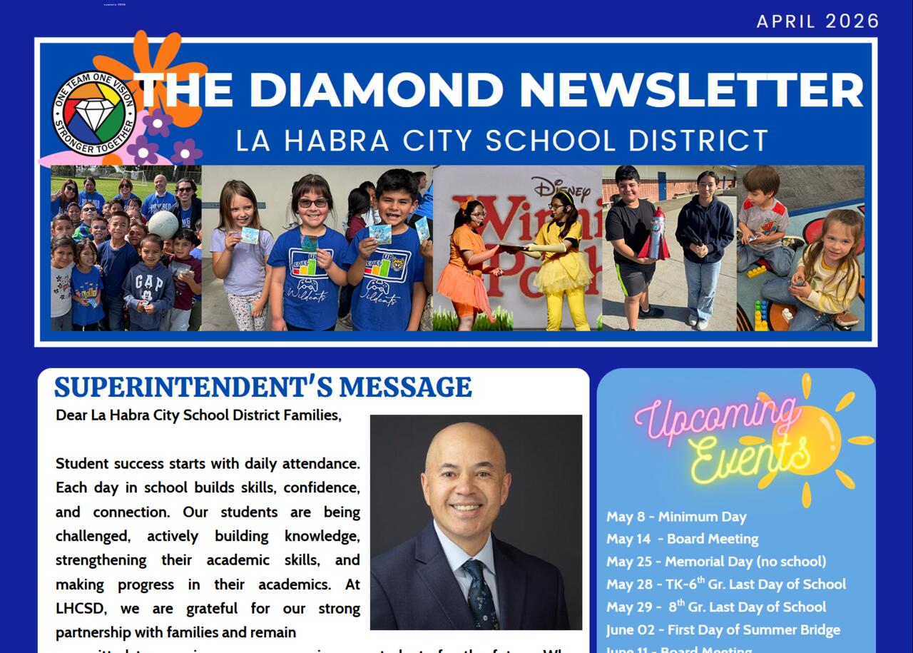 The April Diamond Newsletter is here! | Sierra Vista Elementary