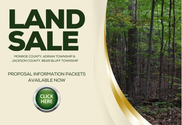 photo of tree covered piece of property, with click here button