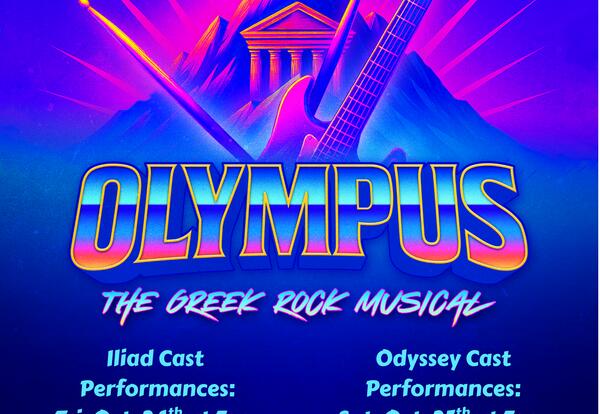 greek temple with lighting and guitar