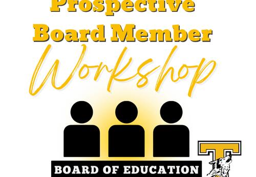 Prospective Board Member Workshop with three person icons and a Capital yellow T with wolf head across it