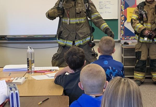 Fireman giving a demonstration