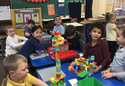 Children working with Legos in class
