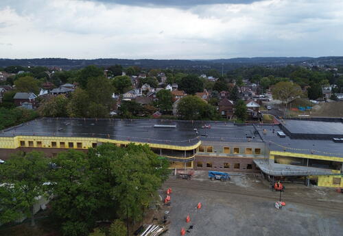 A drone view of the Steel Valley Elementary construction site