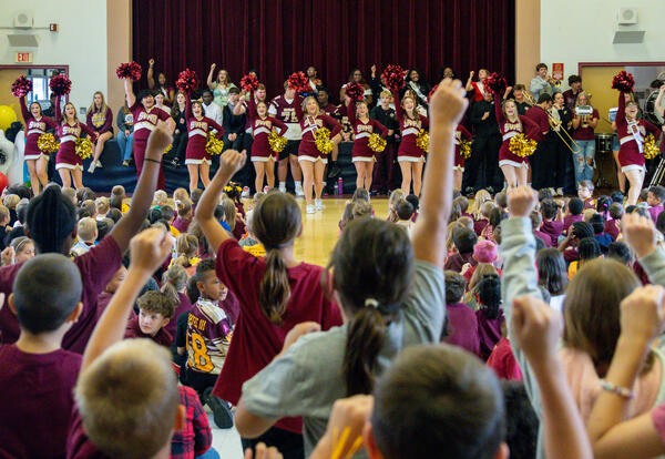Park pep rally scene