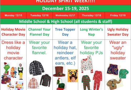Holiday Spirit Week Theme Day Graphic