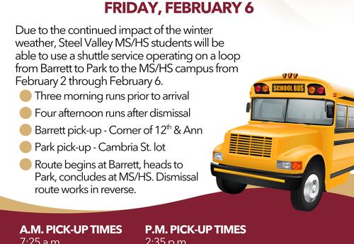 Shuttle notice flyer for next week