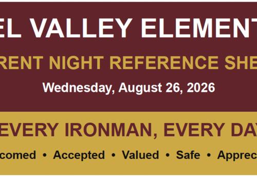 SV Elementary Parent Night Reference Sheet Image