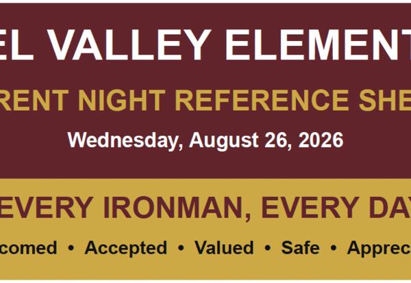 SV Elementary Parent Night Reference Sheet Image