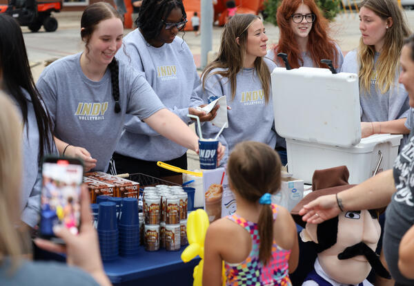 Handing out rootbeer floats.