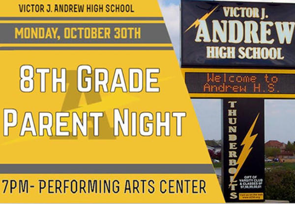 8th Grade Parent Night to be Held October 30th at Andrew H.S.