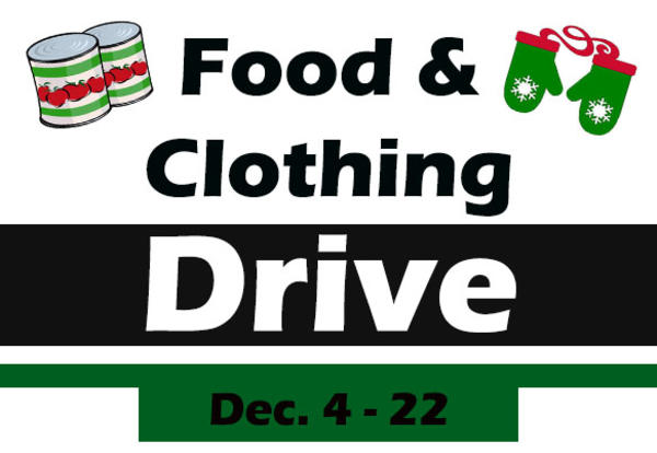 Student Council's Food & Winter Clothing Drive December 4th - 22nd