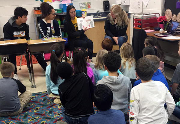 Andrew Athletes Read with Bannes Students - 2/14/19