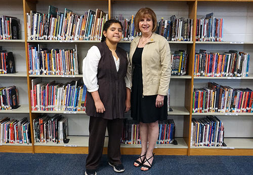 D140 spelling bee winner with grissom middle school principal