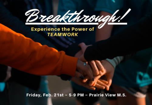 breakthrough graphic with students holding hands