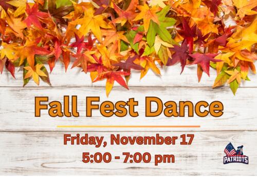 Grissom Fall Fest Dance on November 17 from 5:00-7:00 pm