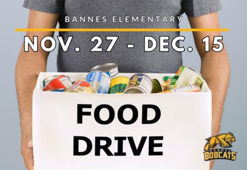 Bannes Food Drive Nov. 27 - Dec. 15