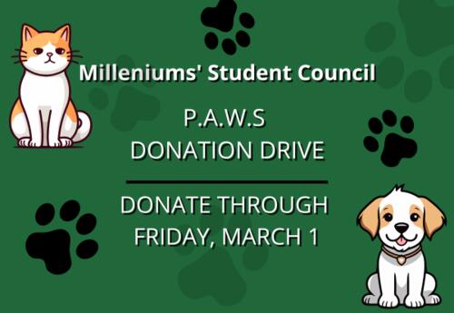 Millennium PAWS Donation Drive now through March 1