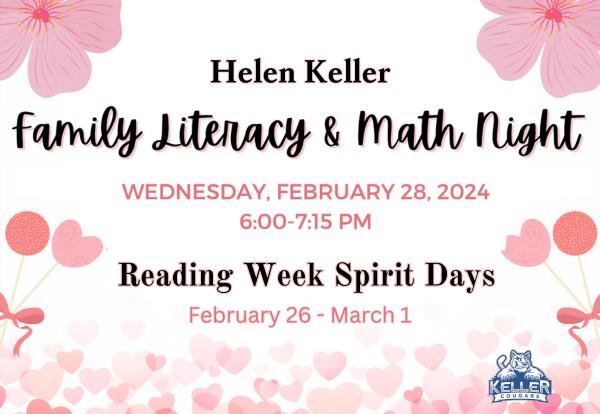 Keller Literacy Night - Wed Feb. 28 and Reading Spirit Week